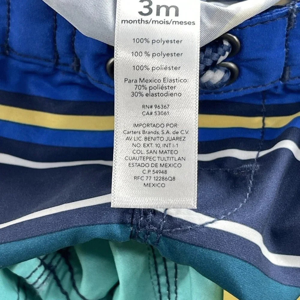Oshkosh B'gosh Swim Trunks Baby Boys Size 3 Months‎ Blue Striped Swim Shorts 3M